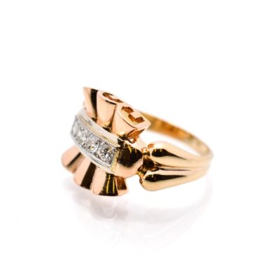 Starožitný zlatý prsten s diamanty, vel. 53