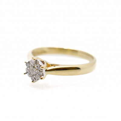 Zlatý prsten s diamanty, vel. 50