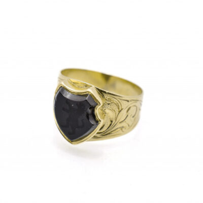 Zlatý pánský prsten, starožitný, vel. 57