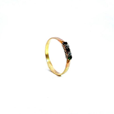 Zlatý prsten se smaragdy a brilianty, vel. 59