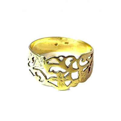Zlatý prsten s florálním reliéfem, vel. 60