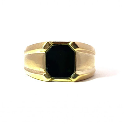 Zlatý prsten s onyxem, vel. 58