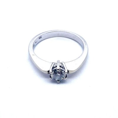 Zlatý prsten s briliantem 0,35 ct, vel. 53,5